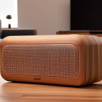 **Prompt:** A minimalist smart speaker seamlessly integrated into a modern living room. Soft, indirect lighting highlights the natural wood grain finish. Focus on creating a sense of warmth and tranquility.